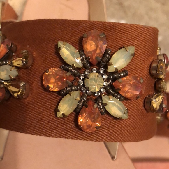 Anthropologie embellished jewel leather and fur sandal- NEW Sz 9 - Picture 3 of 5